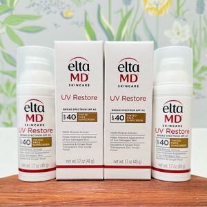 2Pc Elta MD Skincare UV Restore SPF 40 Tinted Face Sunscreen EXP 1/27 1.7oz/48g